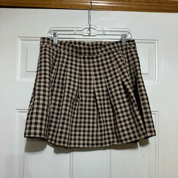 ASOS design asymmetrical mini skirt wrap‎ skirt size 10 tan and black - Picture 3 of 4